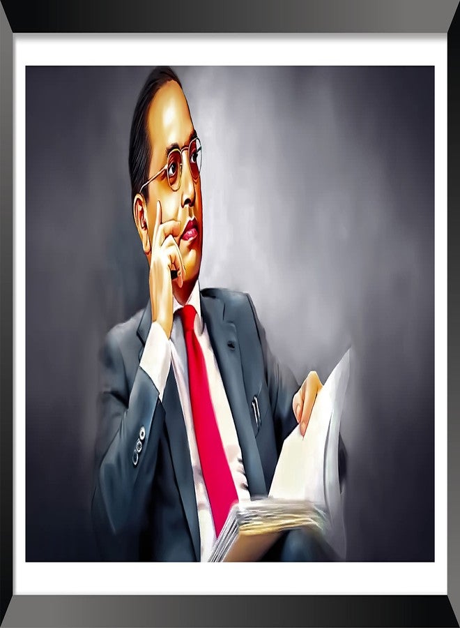 DBrush Dr. B.R. Ambedkar Laminated Uv Coated Framed Baba Saheb Ambedkar Landscape Painting frames Modern Big size For Office Home Decorative Gift item 14 Inch x 26 Inch Synthetic Wood Wall Hanging - Image 1